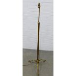 Vintage brass standard lamp, 175cm