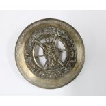 Black Watch silver hallmarked plaid brooch, circular form, the quoit with engraving, the centre with