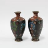 Pair of cloisonné vases, 13cm high (a/f) (2)