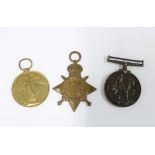 WWI War & Victory medals and the 1914 - 15 Star awarded to 5908 PTE D. WATSON A.S.C. (3)