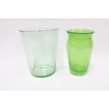 Whitefriars green glass vase, 25cm and another of baluster shape (2)