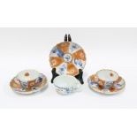 19th century Chinese blue and white tea cup and a collection of Imari table wares to include two