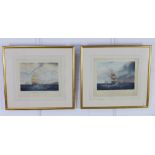 Outward Bound & Homeward Bound, a pair of prints, under glass within gilded frames, sizes overall 56