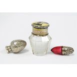 Sampson Mordan & Co miniature silver scent bottle in the form of an egg, 4cm long, together with a
