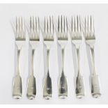 Set of six Scottish silver dessert forks, fiddle pattern, makers mark for A.G Wighton, Edinburgh