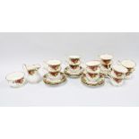 Royal Albert Old Country Roses teaset, 12 place setting comprising 12 cups, 12 saucers, milk jug and