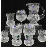 Edinburgh Crystal thistle pattern wares to include a water jug, three brandy glasses, set of four