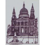 St Pauls Cathedral, decoupage cut out, framed under glass, 34 x 44cm including frame
