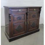 Victorian sideboard, rectangular top above two frieze drawers and two cupboard doors raised on a