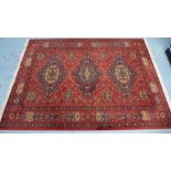 Large Louis de Poortere, Mossoul carpet, Caucasian style with red field, 280 x 380cm