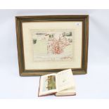 Perth, town / street plan map, framed under glass together with Fair Maid of Perth, Walter Scott