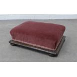 Footstool with upholstered top and four bun feet, 15 x 40 x 30cm
