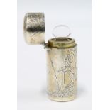 Victorian silver & silver gilt scent bottle by Sampson Mordan & Co, London 1882, engraved with three