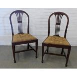 Pair of mahogany Hepplewhite style chairs with slip in seats. 97 x 50 x 42cm. (2)