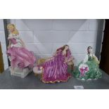 Royal Doulton figure 'Elyse' and two other other china figurines (3)