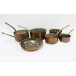 Collection of six copper and brass pans (6)