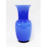 Paolo Venini (Italian 1895 - 1959) for Venini, a blue cased Murano glass Opalino vase, etched