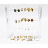 A pair of 18ct gold earrings and a collection of mainly 9ct gold and some yellow metal earrings (a