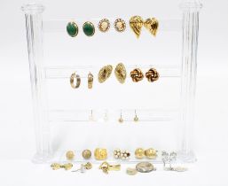 A pair of 18ct gold earrings and a collection of mainly 9ct gold and some yellow metal earrings (a