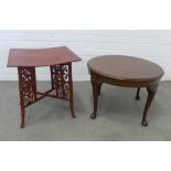 Mahogany round occasional table on cabriole legs together with a painted faux bamboo table (a/f) .