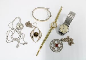 Ola Gorie silver pendant, Edinburgh 1980, silver & quartz pendant London 1975, gold plated silver