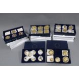 Fourteen boxed sets of gold and silver plated commemorative UK coins (14)