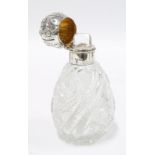 Victorian silver and silver gilt cut glass scent bottle, London 1889, 14cm high