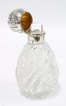 Victorian silver and silver gilt cut glass scent bottle, London 1889, 14cm high