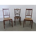 Bentwood chair and a pair of mahogany side chairs 93 x 41 x 38cm. (3)