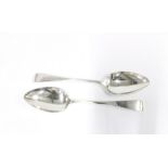 A pair of Scottish silver tablespoons, Old English pattern, makers mark for Matthew Craw,