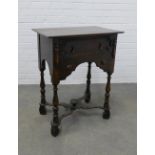 Dark oak Jacobean style lowboy, Galloway & Sykes of Aberdeen, 79 x 61 x 37cm (a/f)