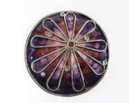 Alastair Norman Grant of Dust Jewellery Lundin Links, purple enamel and silver brooch, with a