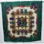 Hermes, Paris, Les Rubans Du Cheval silk scarf , approx 90cm square