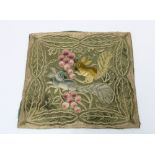 Late 19th / early 20th century embroidered panels with squirrels, 17cm square