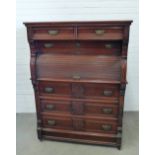 Late 19th century mahogany secretaire chest, the rectangular top over two short and one long drawer,