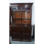 Early 20th century bookcase cabinet, with sliding doors, (a/f) 211 x 121 x 55cm