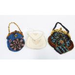 Three early 20th century beaded evening bags / purses (3)