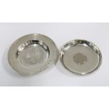 QEII Jubilee silver alms dish, Edinburgh 1977, 11cm together with a Wai Kee Hong Kong silver pin