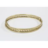 9ct gold bangle with pierced greek key design, stamped 375