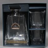 Boxed Bohemia crystal decanter set, with decanter (27cm) and two glasses