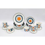 Figgio Flint turi Design Daisy table ware to include five plates, five side plates, seven cups ,