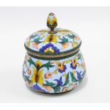 Russian silver gilt and enamel jar and cover, with floral pattern, stamped 916 and with a makers