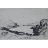 James Cadzow, (Scottish 1881 - 1941) 'Loch Maree', etching, signed with pencil and framed under