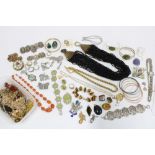 Collection of silver and costume jewellery to include rings, brooches, necklaces, etc (a lot)