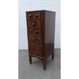 Victorian mahogany tall chest on stand, with four drawers and bun handles, 120 x 45 x 51cm.