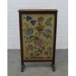 Late 19th / early 20th century glazed fire screen with tapestry insert. 80 x 48cm.