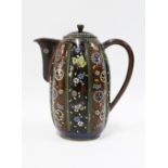 Cloisonné coffee pot with butterfly and flowers pattern, 19cm.