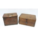 19th century mahogany strong box, 33 x 21cm, and another in pine and of smaller size, (2)