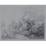 After Rembrandt (1606 - 1669) Lion Hunt, (Barstch 114) 19th century lithographic print of an