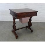 19th century mahogany work table , plain rectangular top above a single frieze drawer and sliding